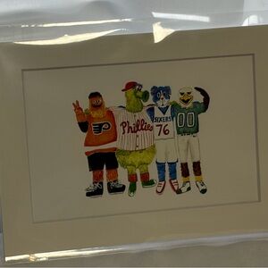 NWOT Original Art 5”x7” Philadelphia Sports Team Mascots